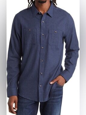 Travis Mathew Men'sBlue Button-Down Shirt 100%cotton
